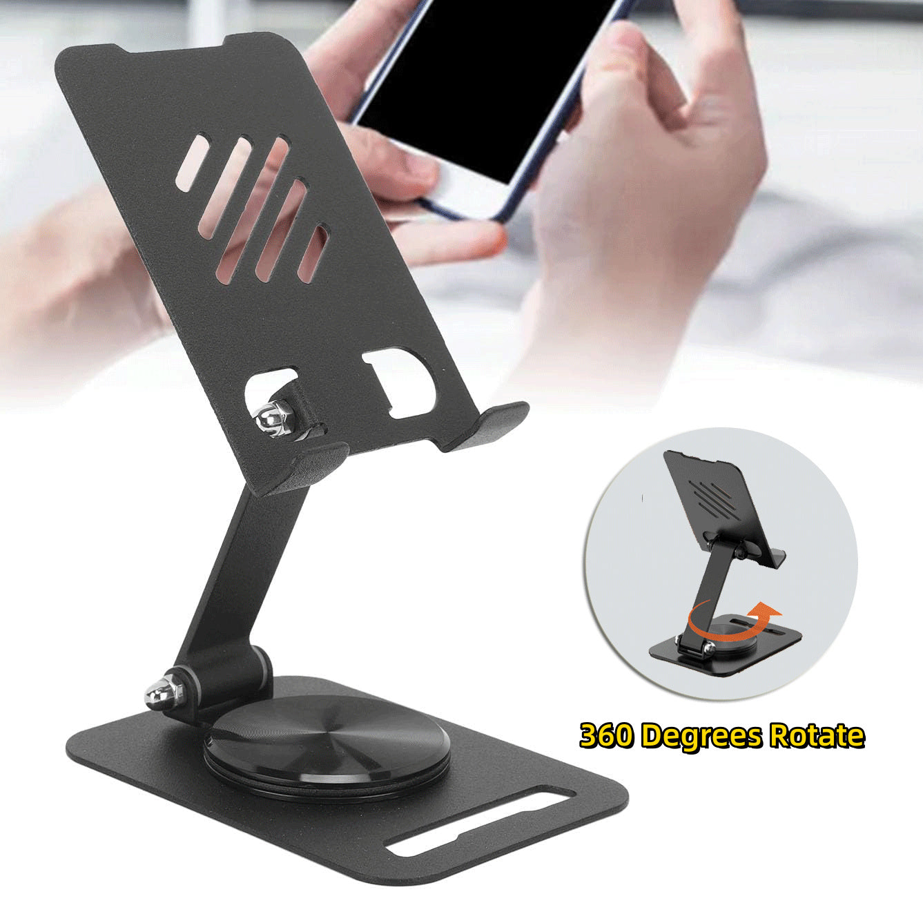 360 Degrees Rotate Metal Desk Mobile Phone Holder Stand